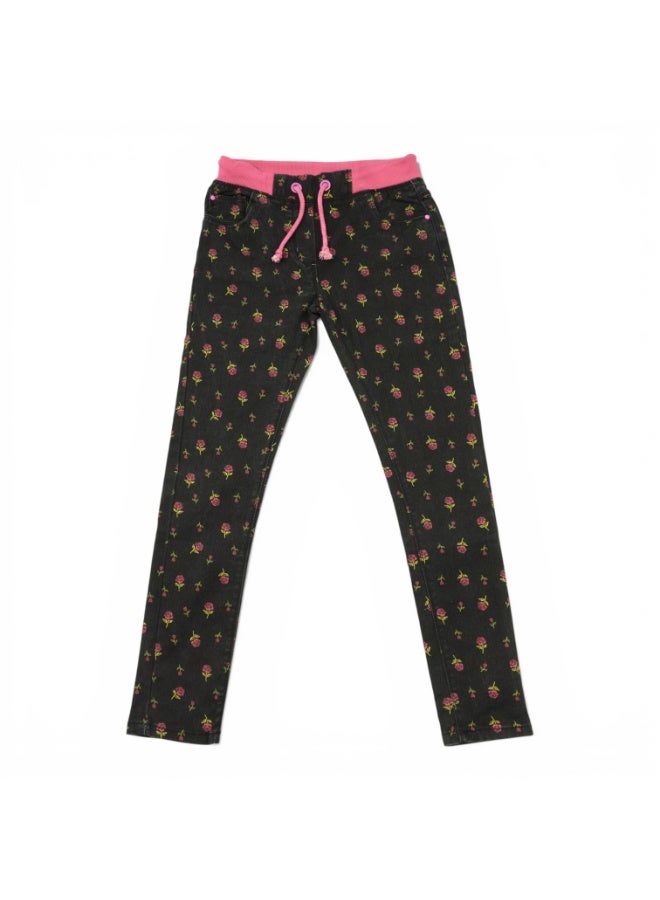 MARWAN AOP Girls Printed Twill Long Pant with Rib Waist - Image 1